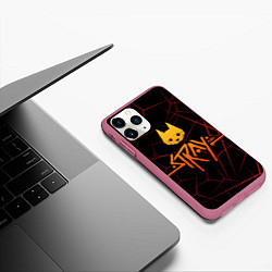 Чехол iPhone 11 Pro матовый Stray cat игра блуждающий кот, цвет: 3D-малиновый — фото 2