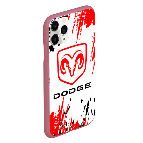 Чехол iPhone 11 Pro матовый Dodge - краска / 3D-Малиновый – фото 2