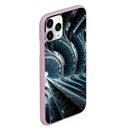 Чехол iPhone 11 Pro матовый Кибернетический абстрактный тоннель / 3D-Розовый – фото 2