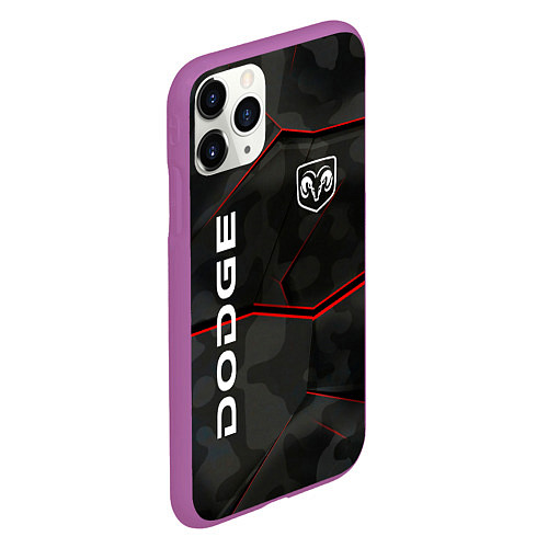 Чехол iPhone 11 Pro матовый Dodge абстракция спорт / 3D-Фиолетовый – фото 2