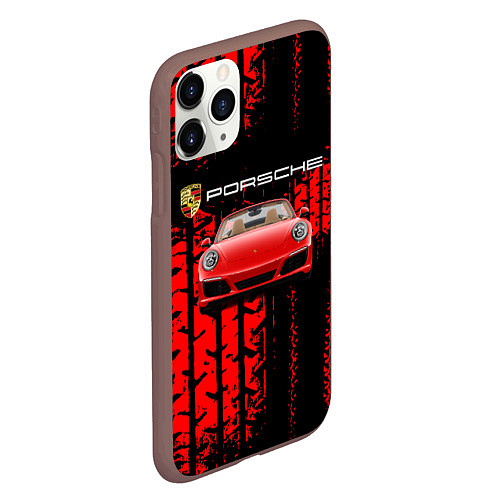 Чехол iPhone 11 Pro матовый Porsche - авто / 3D-Коричневый – фото 2