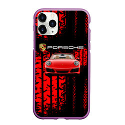 Чехол iPhone 11 Pro матовый Porsche - авто, цвет: 3D-фиолетовый