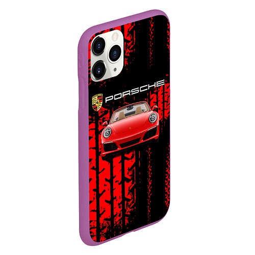 Чехол iPhone 11 Pro матовый Porsche - авто / 3D-Фиолетовый – фото 2