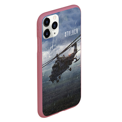 Чехол iPhone 11 Pro матовый STALKER Вертолёт Над Зоной / 3D-Малиновый – фото 2