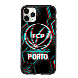 Чехол iPhone 11 Pro матовый Porto FC в стиле glitch на темном фоне, цвет: 3D-черный