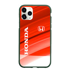 Чехол iPhone 11 Pro матовый Хонда - Красно-белая абстракция, цвет: 3D-темно-зеленый