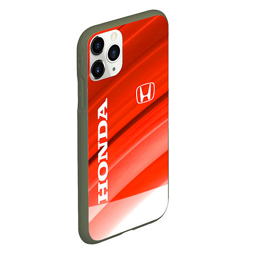 Чехол iPhone 11 Pro матовый Хонда - Красно-белая абстракция / 3D-Темно-зеленый – фото 2
