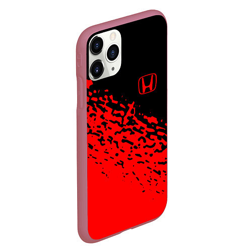 Чехол iPhone 11 Pro матовый Honda - красные брызги / 3D-Малиновый – фото 2