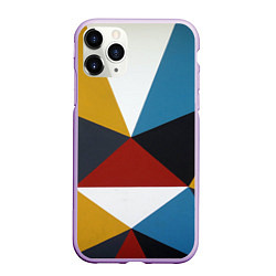 Чехол iPhone 11 Pro матовый Абстрактный набор разноцветных геометрических фигу, цвет: 3D-сиреневый