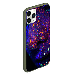 Чехол iPhone 11 Pro матовый Силуэт лица из мазков красок, цвет: 3D-темно-зеленый — фото 2