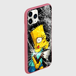 Чехол iPhone 11 Pro матовый Барт Симпсон разбил из рогатки стекло, цвет: 3D-малиновый — фото 2