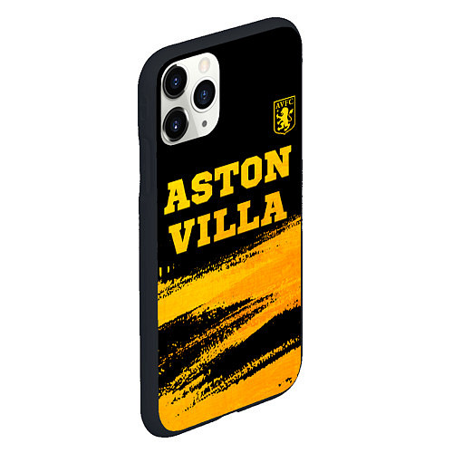 Чехол iPhone 11 Pro матовый Aston Villa - gold gradient: символ сверху / 3D-Черный – фото 2