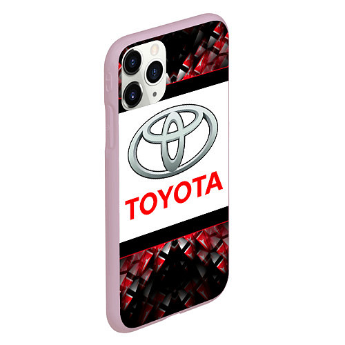 Чехол iPhone 11 Pro матовый Toyota - абстракция - лого / 3D-Розовый – фото 2