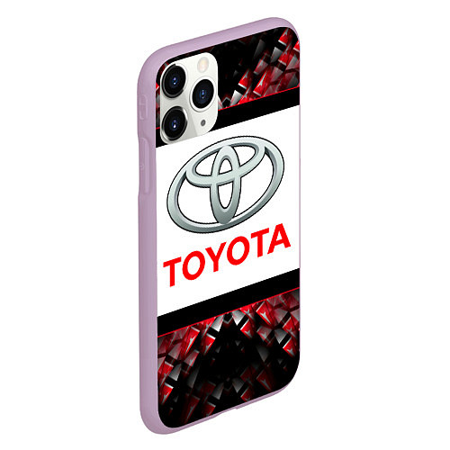 Чехол iPhone 11 Pro матовый Toyota - абстракция - лого / 3D-Сиреневый – фото 2