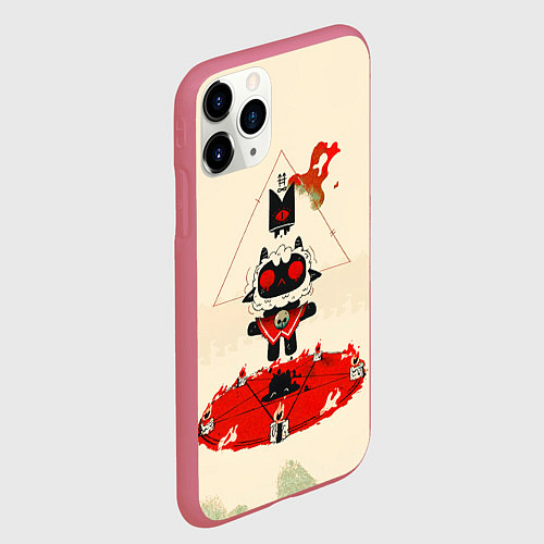 Чехол iPhone 11 Pro матовый Cult of the lamb art / 3D-Малиновый – фото 2