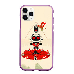 Чехол iPhone 11 Pro матовый Cult of the lamb art, цвет: 3D-фиолетовый