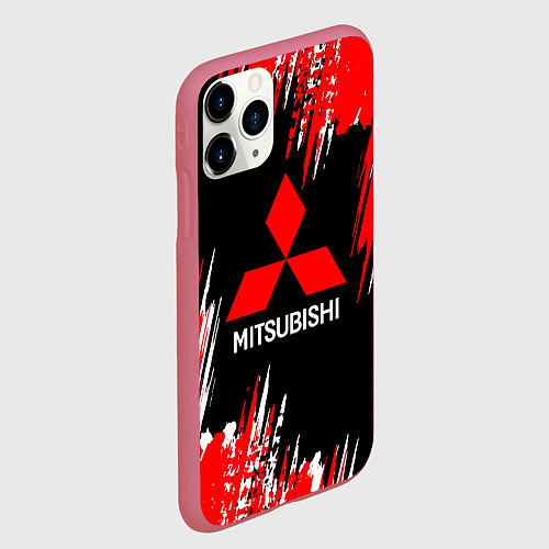 Чехол iPhone 11 Pro матовый Mitsubishi - краска / 3D-Малиновый – фото 2