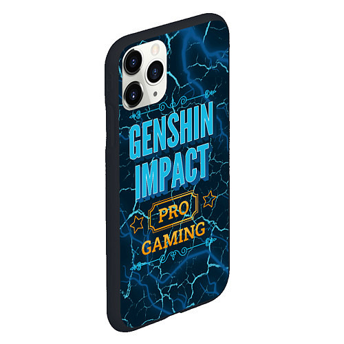 Чехол iPhone 11 Pro матовый Игра Genshin Impact: pro gaming / 3D-Черный – фото 2