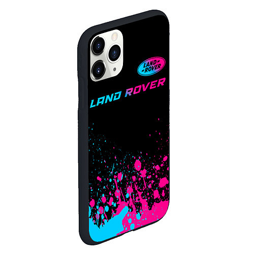 Чехол iPhone 11 Pro матовый Land Rover - neon gradient: символ сверху / 3D-Черный – фото 2