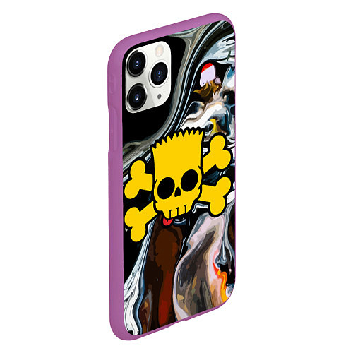 Чехол iPhone 11 Pro матовый Череп Барта Симпсона! / 3D-Фиолетовый – фото 2