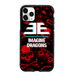 Чехол iPhone 11 Pro матовый Imagine Dragons rock glitch, цвет: 3D-черный