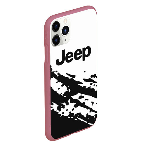 Чехол iPhone 11 Pro матовый Jeep - textura / 3D-Малиновый – фото 2