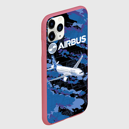 Чехол iPhone 11 Pro матовый Airbus A320 Аэробус / 3D-Малиновый – фото 2