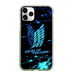 Чехол iPhone 11 Pro матовый Attack on Titan wings of freedom - neon, цвет: 3D-салатовый