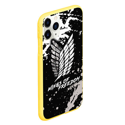 Чехол iPhone 11 Pro матовый Attack on Titan wings of freedom / 3D-Желтый – фото 2