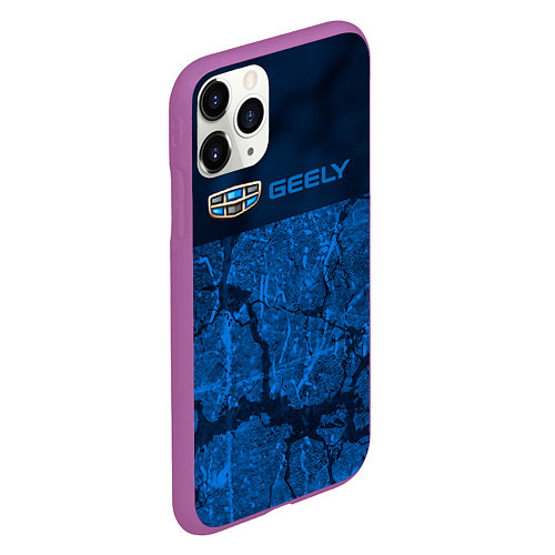 Чехол iPhone 11 Pro матовый Geely - абстракция трещины / 3D-Фиолетовый – фото 2