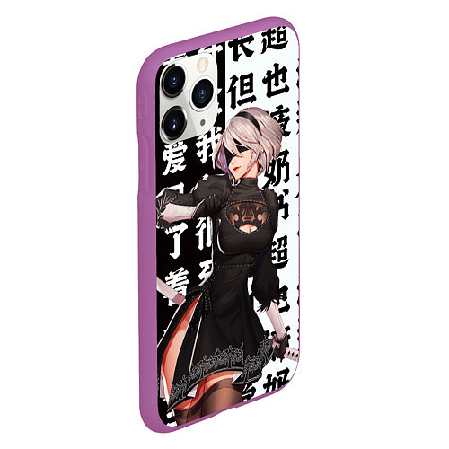 Чехол iPhone 11 Pro матовый 2B с катаной Nier Automata / 3D-Фиолетовый – фото 2