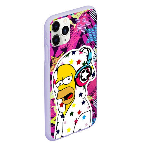 Чехол iPhone 11 Pro матовый Гомер Симпсон в звёздном балахоне! / 3D-Светло-сиреневый – фото 2