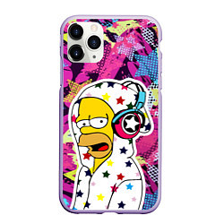 Чехол iPhone 11 Pro матовый Гомер Симпсон в звёздном балахоне!, цвет: 3D-светло-сиреневый