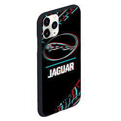 Чехол iPhone 11 Pro матовый Значок Jaguar в стиле glitch на темном фоне, цвет: 3D-черный — фото 2