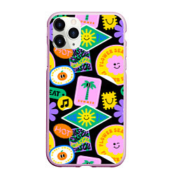 Чехол iPhone 11 Pro матовый Летние наклейки pop-art паттерн