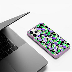 Чехол iPhone 11 Pro матовый Зелено-фиолетовый абстрактный узор, цвет: 3D-сиреневый — фото 2