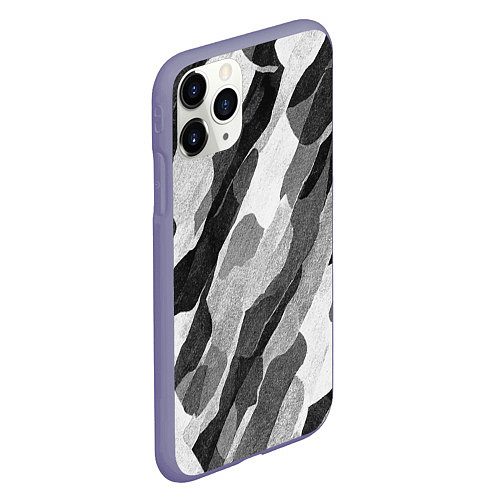 Чехол iPhone 11 Pro матовый Зимник - камуфляж зимний косой / 3D-Серый – фото 2