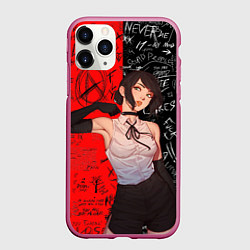 Чехол iPhone 11 Pro матовый Резе - человек бензопила, цвет: 3D-малиновый