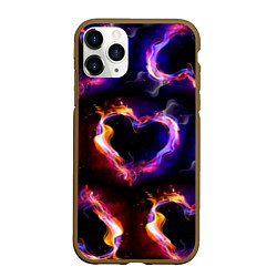 Чехол iPhone 11 Pro матовый Пламенное сердце - паттерн, цвет: 3D-коричневый