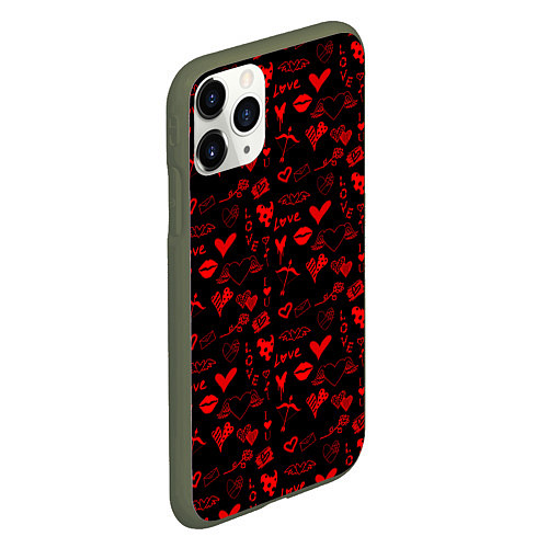 Чехол iPhone 11 Pro матовый Знаки нашей любви / 3D-Темно-зеленый – фото 2
