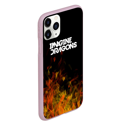 Чехол iPhone 11 Pro матовый Imagine Dragons - пламя / 3D-Розовый – фото 2