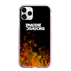 Чехол iPhone 11 Pro матовый Imagine Dragons - пламя, цвет: 3D-розовый