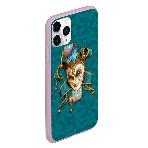 Чехол iPhone 11 Pro матовый Шут - венецианская маска / 3D-Розовый – фото 2