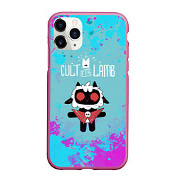 Чехол iPhone 11 Pro матовый Овечка арт - Cult of the lamb, цвет: 3D-малиновый