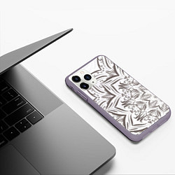 Чехол iPhone 11 Pro матовый Кружево мандал, цвет: 3D-серый — фото 2