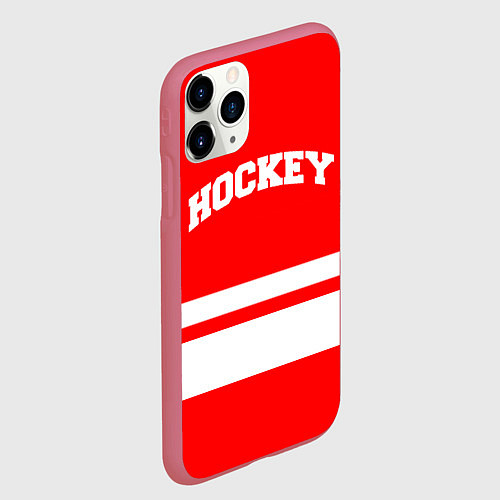 Чехол iPhone 11 Pro матовый Hockey - две волосы / 3D-Малиновый – фото 2