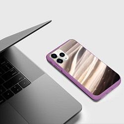 Чехол iPhone 11 Pro матовый Абстрактные волны и огни бесконечности, цвет: 3D-фиолетовый — фото 2