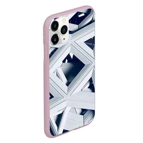 Чехол iPhone 11 Pro матовый Абстрактное множество металлический пластин / 3D-Розовый – фото 2