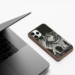 Чехол iPhone 11 Pro матовый Три волка, цвет: 3D-коричневый — фото 2