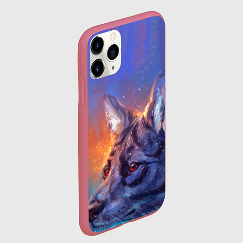 Чехол iPhone 11 Pro матовый Замерзший волк зимой / 3D-Малиновый – фото 2